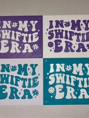 Set of 4 “In My Swiftie Era” 3D Printed Wall Signs – Purple & Teal
